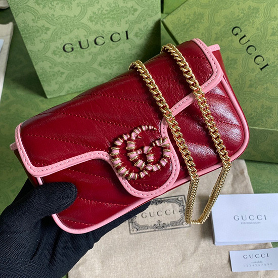 Gucci GG Marmont Mini Chain Wallet Red 574969
