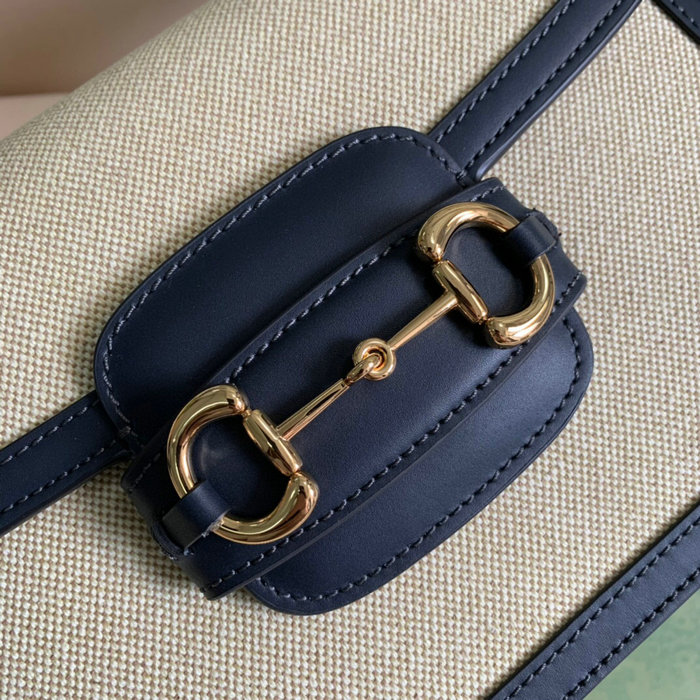 Gucci Horsebit 1955 Canvas Small Shoulder Bag Beige 602204