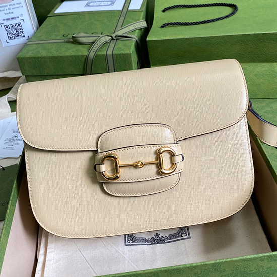 Gucci Horsebit 1955 Leather Small Shoulder Bag White 602204
