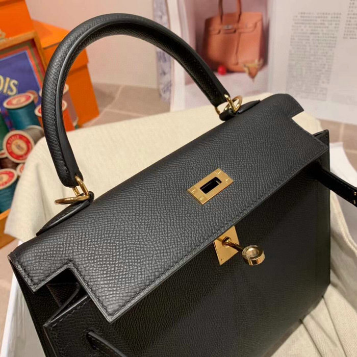 Hermes Epsom Leather Kelly Bag Black HK283221