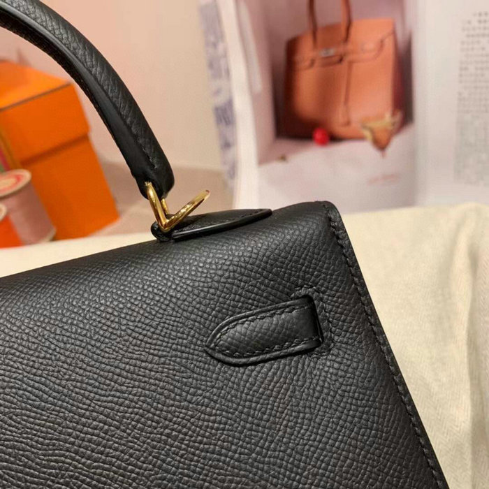 Hermes Epsom Leather Kelly Bag Black HK283221