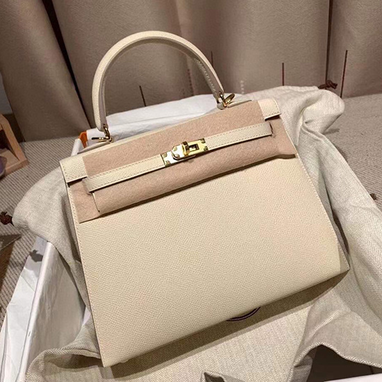 Hermes Epsom Leather Kelly Bag White HK283221