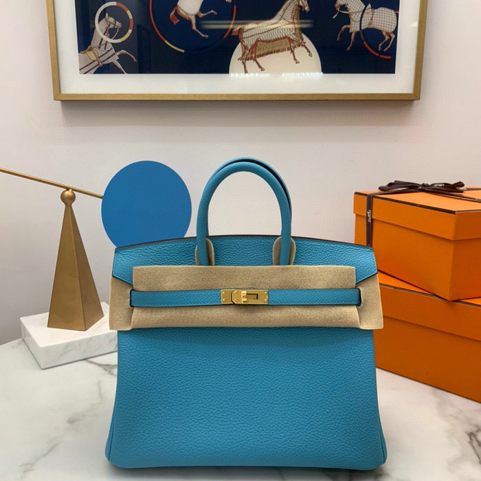 Hermes Togo Leather Birkin Bag Blue De Nord HB2530357