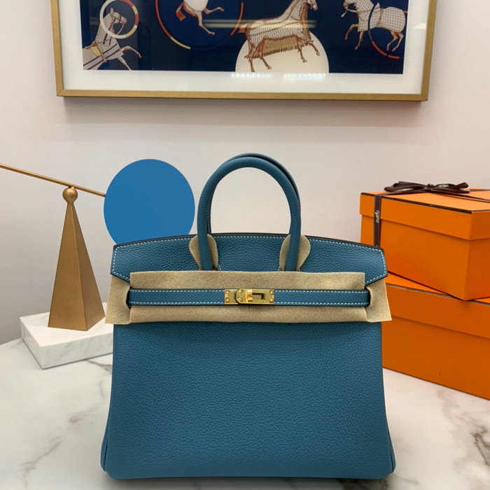 Hermes Togo Leather Birkin Bag Blue Jean HB2530357