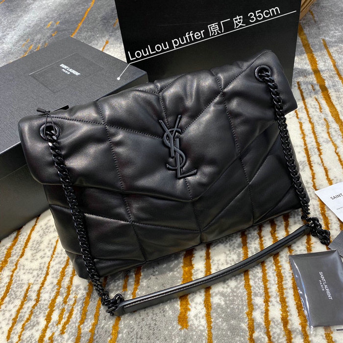 Saint Laurent Loulou Puffer Medium Bag Black 577475