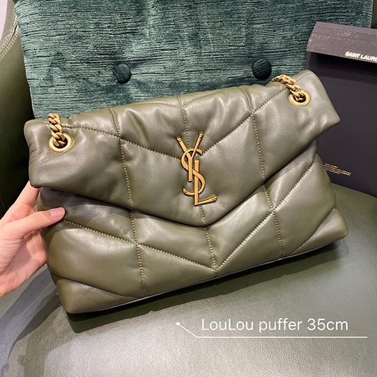 Saint Laurent Loulou Puffer Medium Bag Green 577475