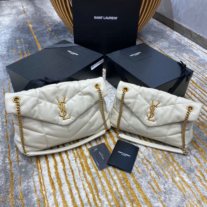 Saint Laurent Loulou Puffer Medium Bag White 577475