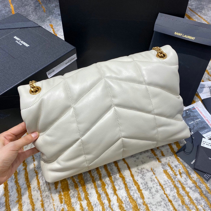 Saint Laurent Loulou Puffer Medium Bag White 577475