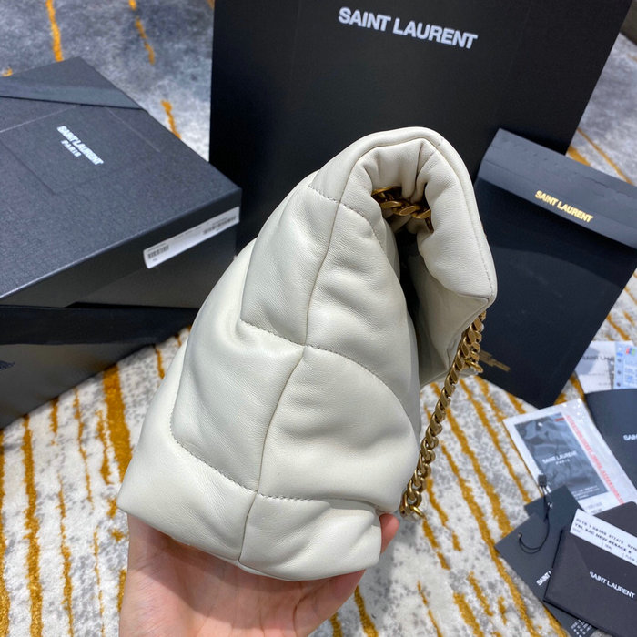 Saint Laurent Loulou Puffer Medium Bag White 577475