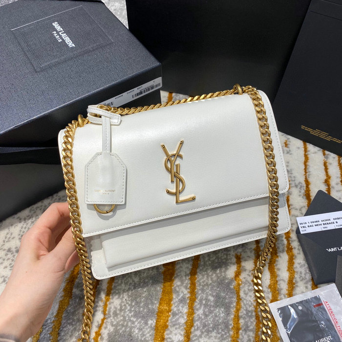 Saint Laurent Medium Sunset Bag White 442906