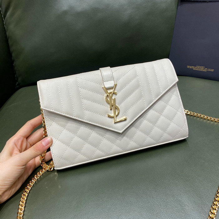 Saint Laurent Monogram Chain Wallet White 620280