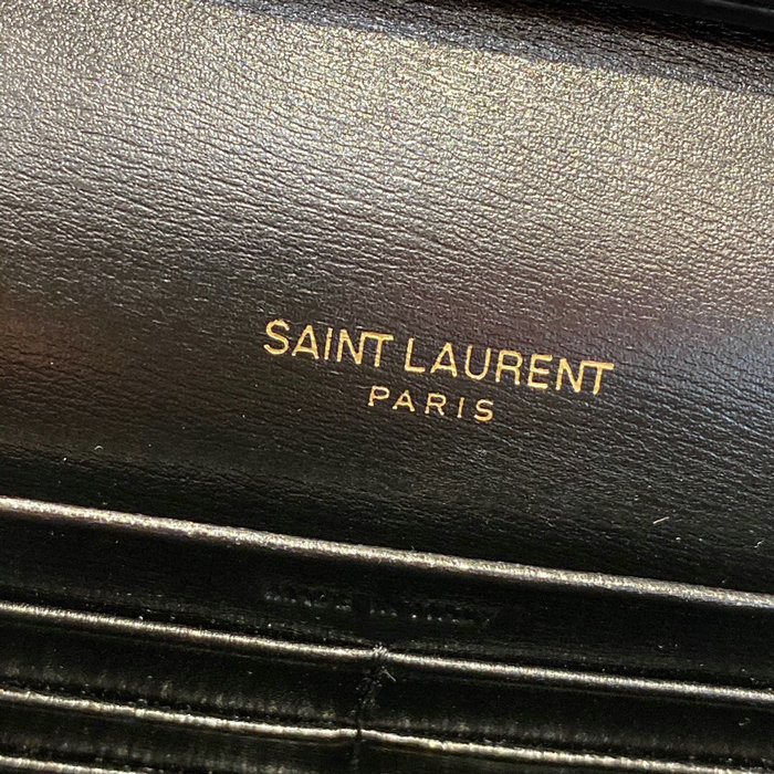 Saint Laurent Monogram Sulpice Leather Chain Wallet Black 554763