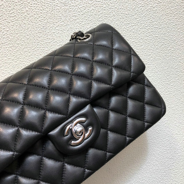 Small Classic Chanel Lambskin Flap Bag Black A01117