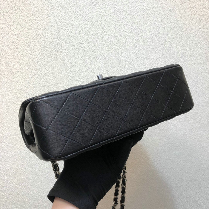 Small Classic Chanel Lambskin Flap Bag Black A01117