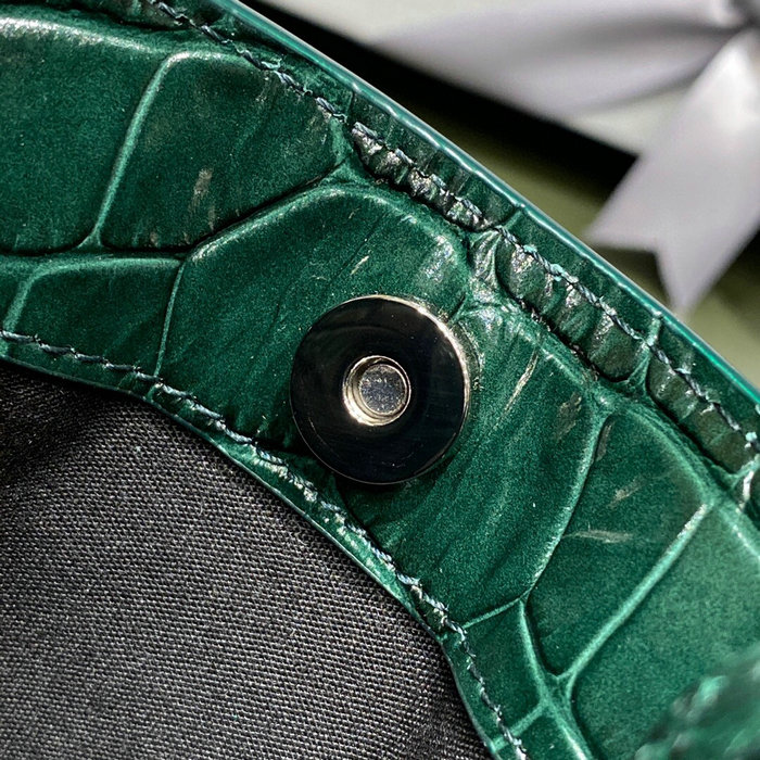Balenciaga Croc-effect Leather Shopping Phone Holder Green 593826