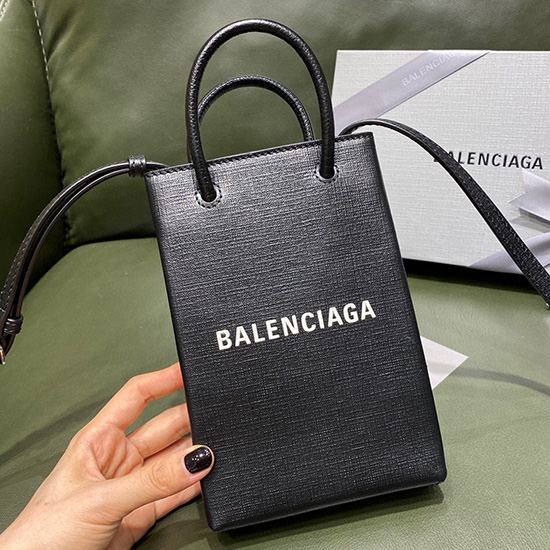 Balenciaga Shopping Phone Holder Black 593826