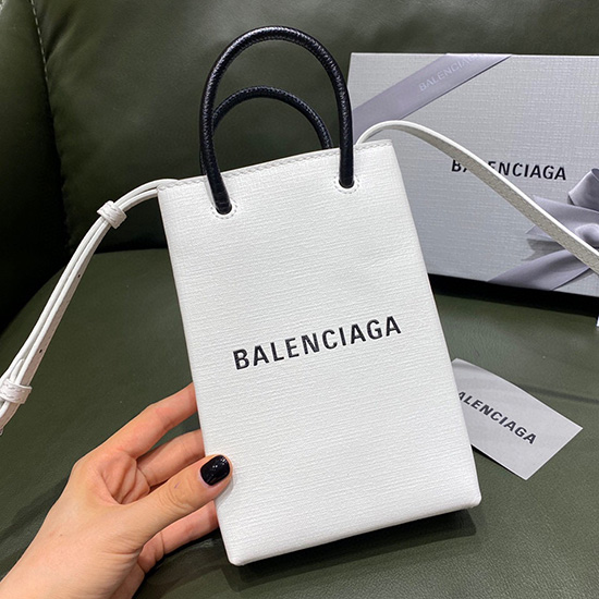 Balenciaga Shopping Phone Holder White 593826
