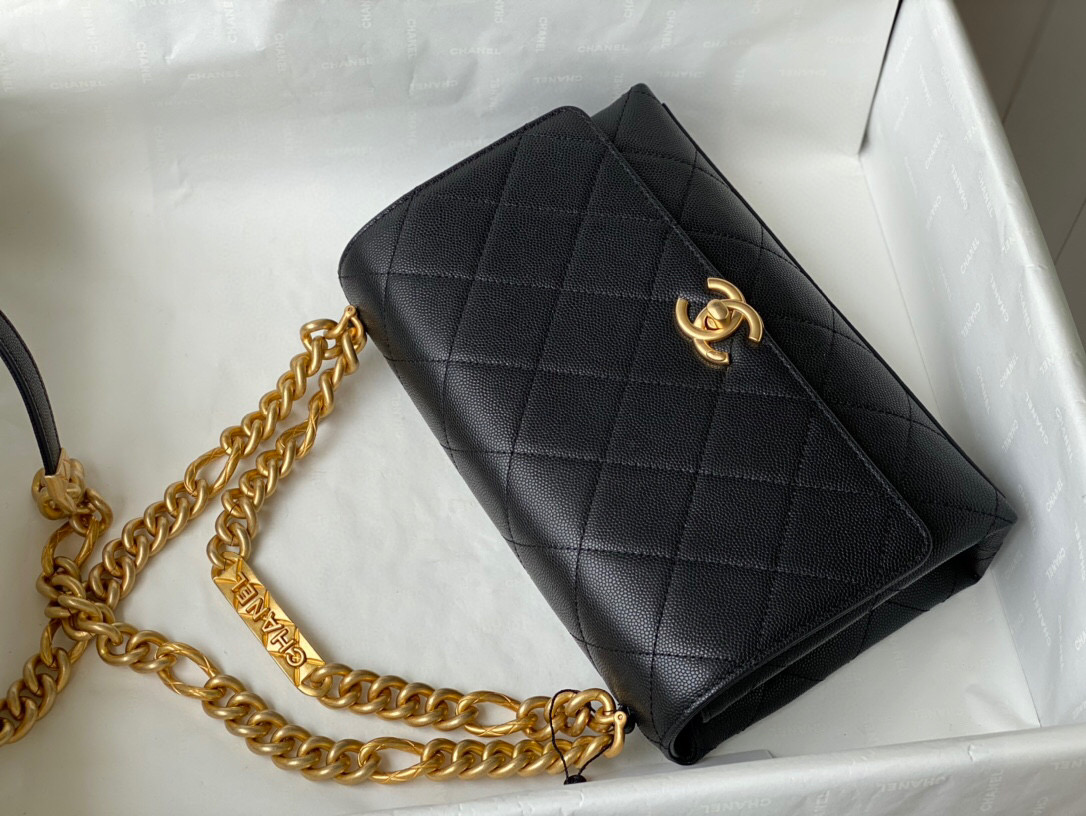 Chanel Grained Calfskin Flap Bag Black AS2764