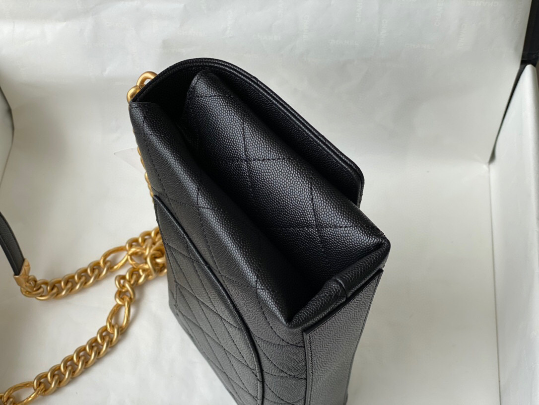 Chanel Grained Calfskin Flap Bag Black AS2764