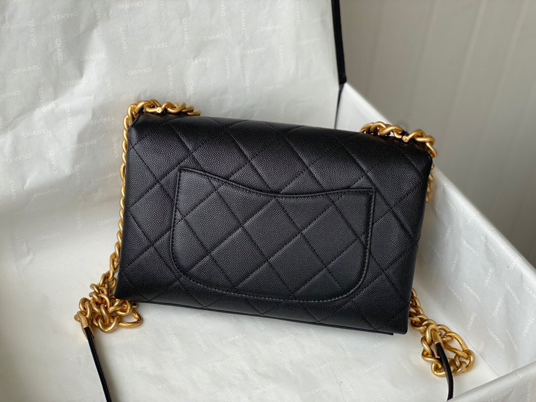 Chanel Grained Calfskin Flap Bag Black AS2764