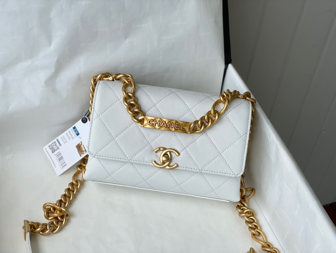 Chanel Grained Calfskin Mini Flap Bag White AS2711