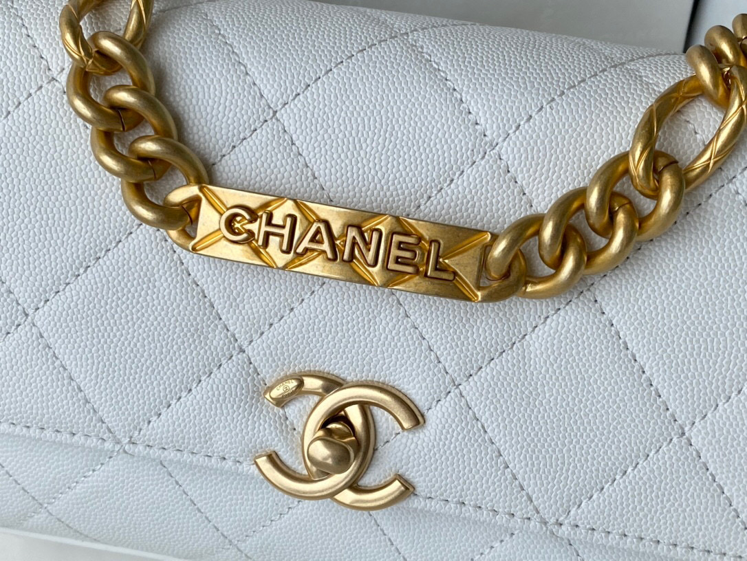 Chanel Grained Calfskin Mini Flap Bag White AS2711