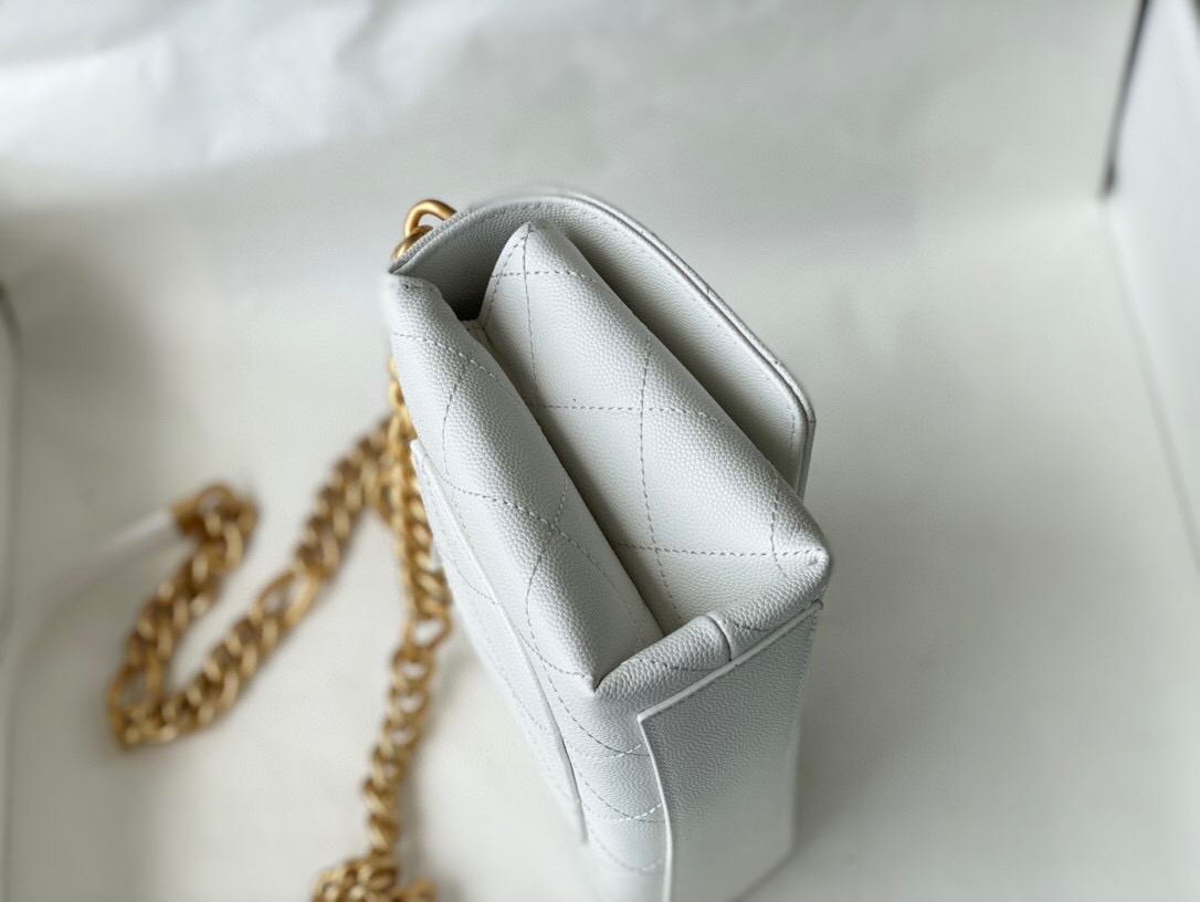 Chanel Grained Calfskin Mini Flap Bag White AS2711