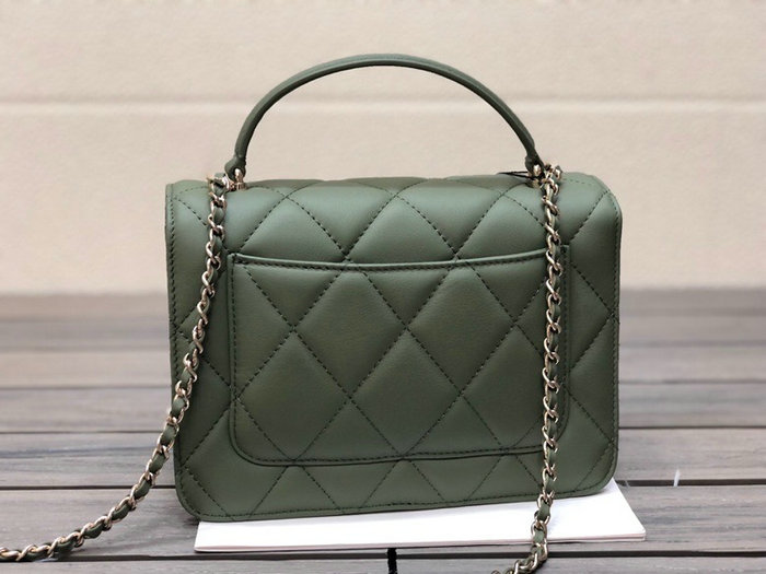 Chanel Small Flap Bag with Top Handle Green AS2680