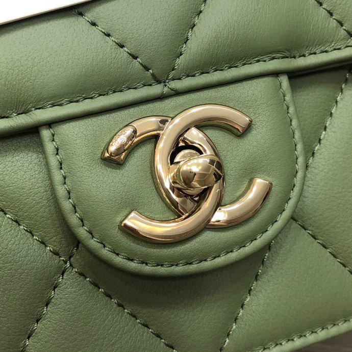 Chanel Small Flap Bag with Top Handle Green AS2680