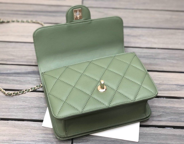 Chanel Small Flap Bag with Top Handle Green AS2680