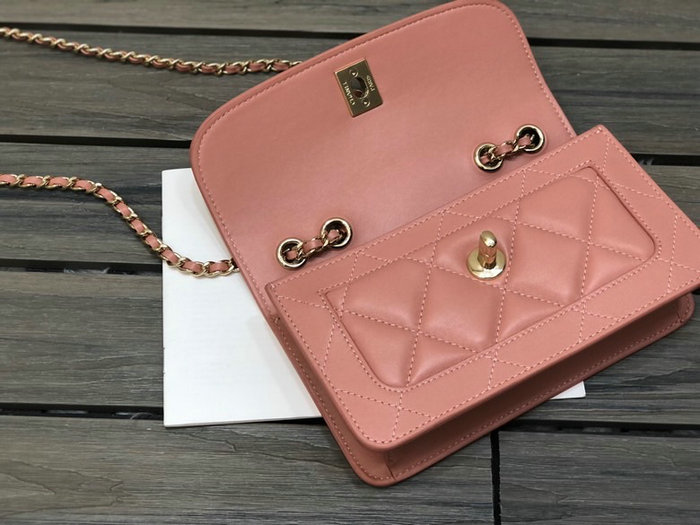 Chanel Small Lambskin Flap Bag Pink AS2742