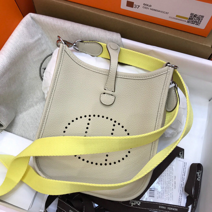 Hermes Togo Leather Mini Evelyne Bag Cream H05634