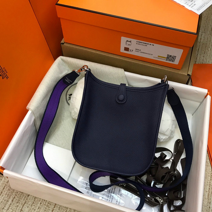 Hermes Togo Leather Mini Evelyne Bag Dark Blue H05634