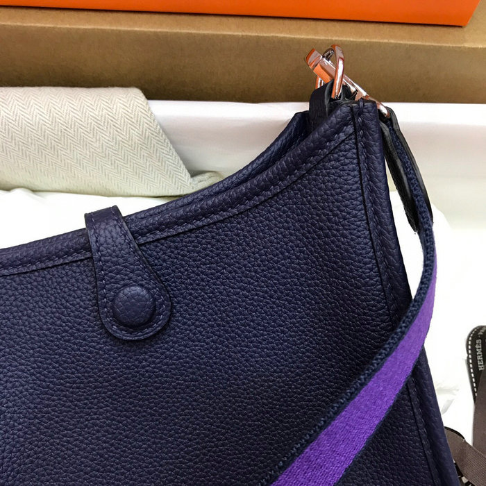 Hermes Togo Leather Mini Evelyne Bag Dark Blue H05634