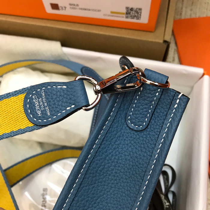 Hermes Togo Leather Mini Evelyne Bag Demin Blue H05634