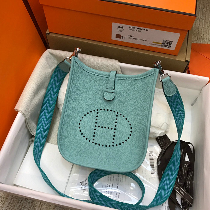 Hermes Togo Leather Mini Evelyne Bag Green H05634