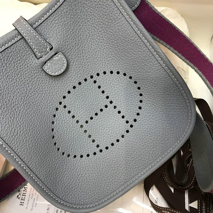 Hermes Togo Leather Mini Evelyne Bag Light Blue H05634