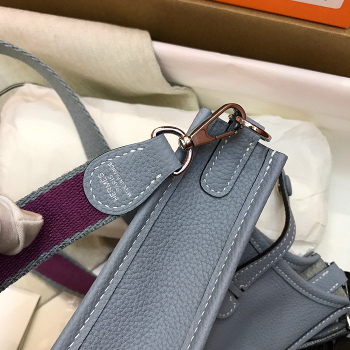 Hermes Togo Leather Mini Evelyne Bag Light Blue H05634