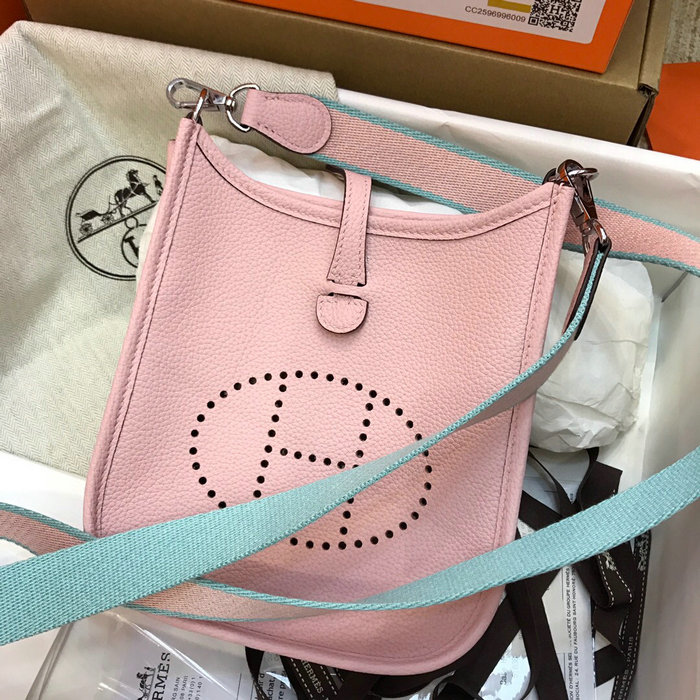 Hermes Togo Leather Mini Evelyne Bag Pink H05634