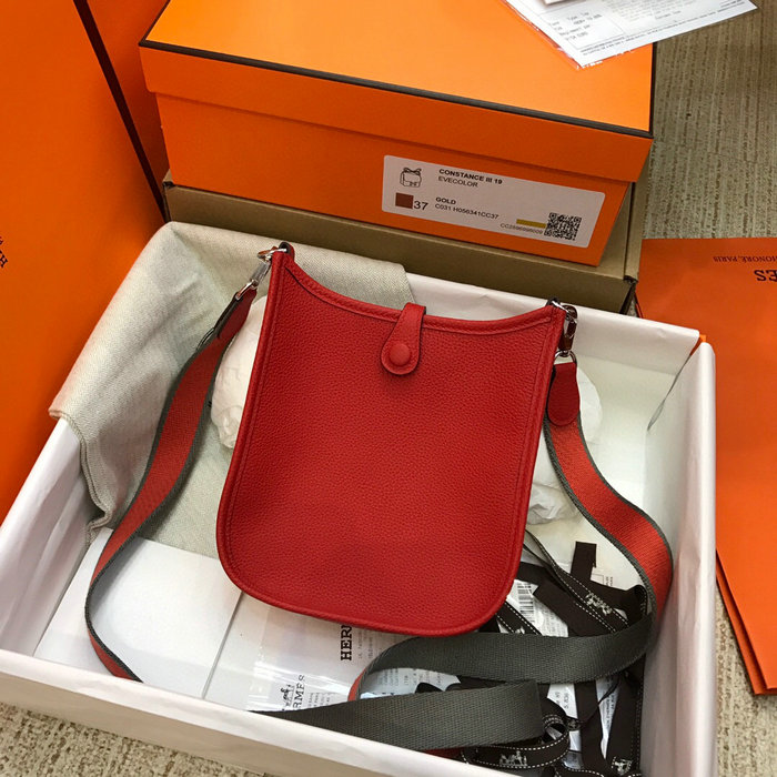 Hermes Togo Leather Mini Evelyne Bag Red H05634