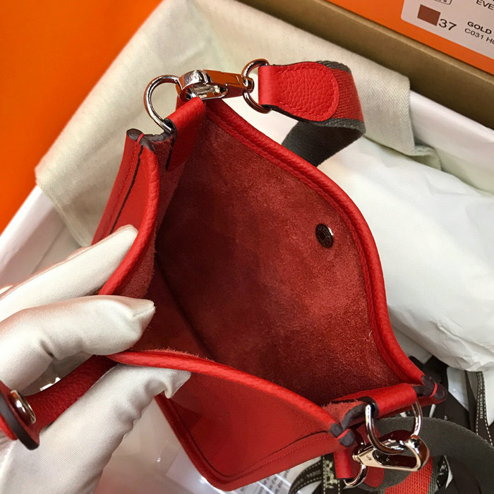 Hermes Togo Leather Mini Evelyne Bag Red H05634