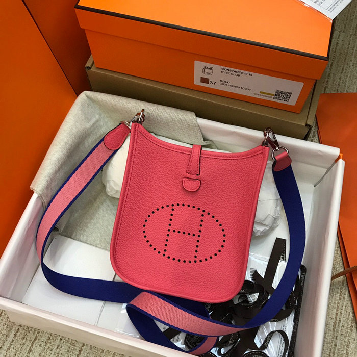 Hermes Togo Leather Mini Evelyne Bag Rose H05634