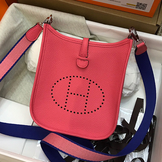 Hermes Togo Leather Mini Evelyne Bag Rose H05634