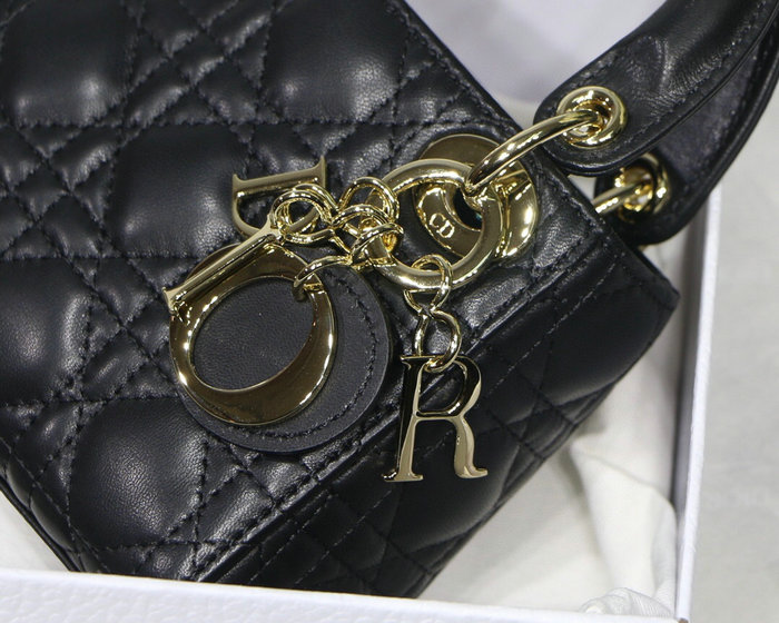 Lady Dior Lambskin Mini Bag Black DM6007
