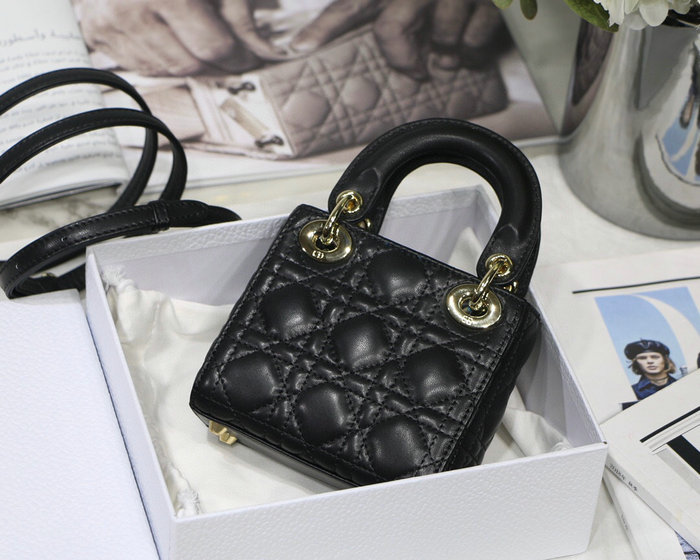 Lady Dior Lambskin Mini Bag Black DM6007
