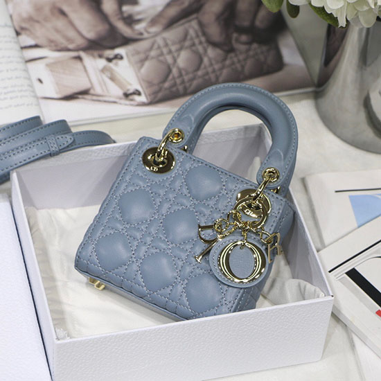 Lady Dior Lambskin Mini Bag Blue DM6007