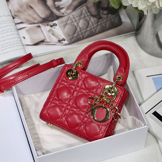 Lady Dior Lambskin Mini Bag Red DM6007