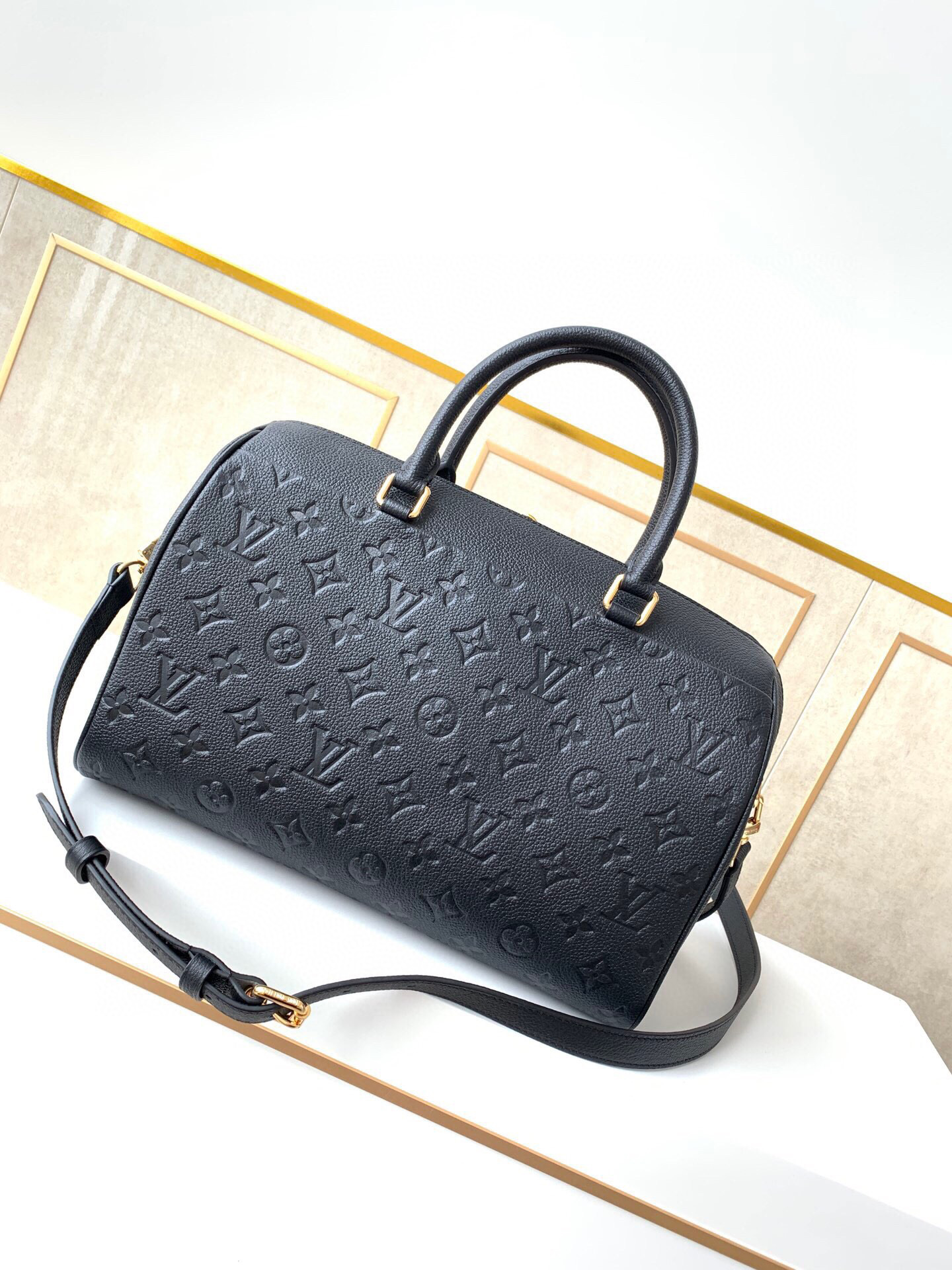 Louis Vuitton Monogram Empreinte Speedy Bandoulier Black M44736