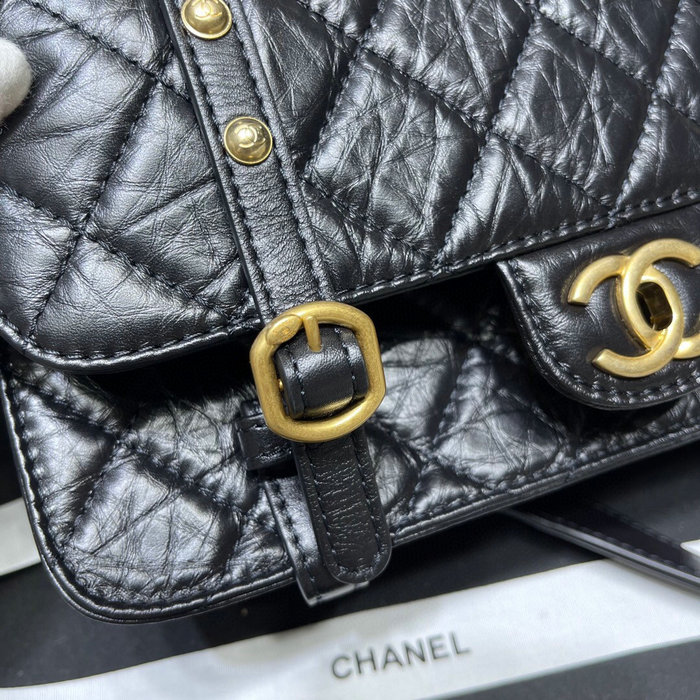 Chanel Aged Calfskin Flap Bag Black AS2696