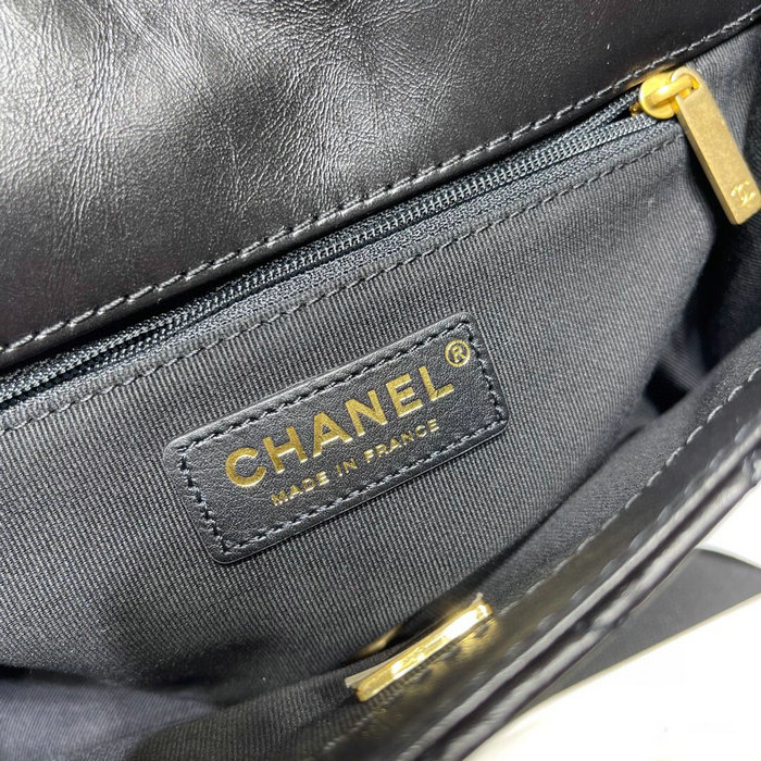 Chanel Aged Calfskin Flap Bag Black AS2696